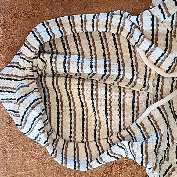 Striped Hoodie with Button Detail - Picture 3 of 5
